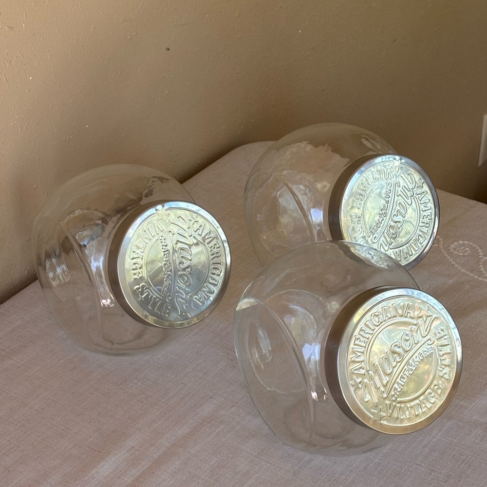 Set of 3 Clear Glass Storage Jars with Silver Metal Lids - Picture 3 of 9